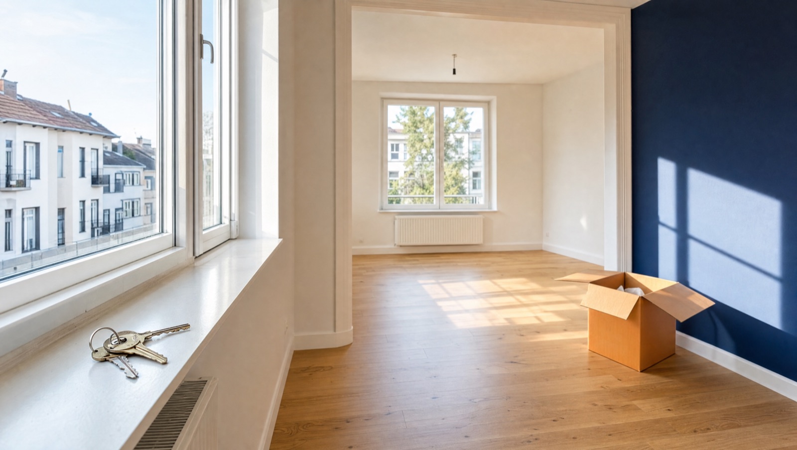 Stromzähler im Hausanschlussraum eines Mehrfamilienhauses mit Zählerstand-Ablesung während eines Mieterwechsels